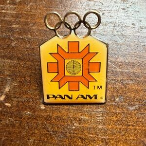 Pan Am Vintage Pin with Orange and Yellow Olympics Design